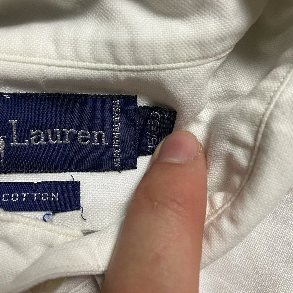 Polo Ralph Lauren Button Down Shirt Size 15.5-33 White Cotton Flesh Pony Logo